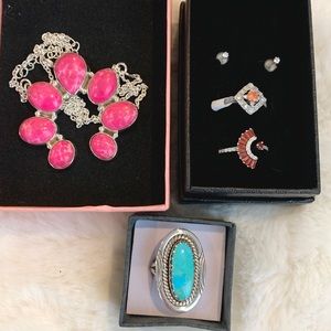 Sterling silver squash blossom,rings,earrings lot